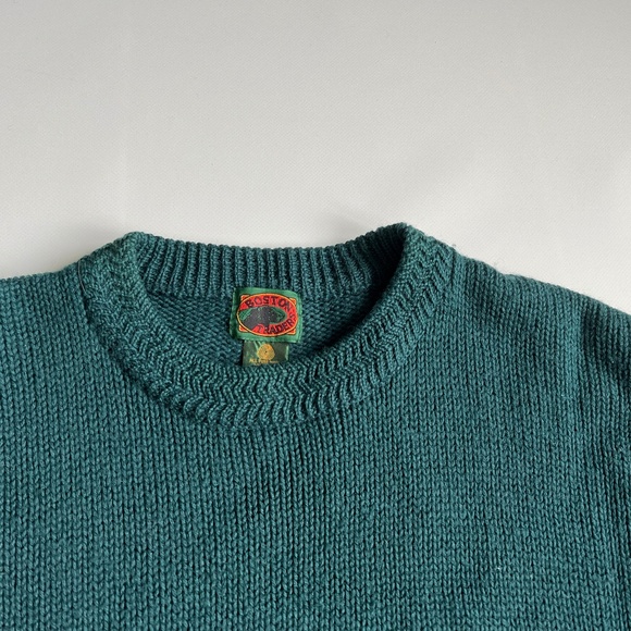 Vintage Men's Pure Wool Sweater Boston Trader’s Green Large Nordic Grandpacore - Picture 4 of 11